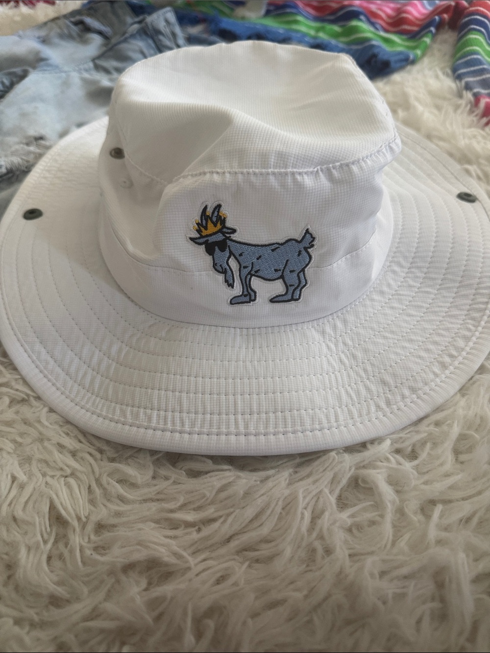 GOAT USA  White Bucket /Golf Hat with Goat Patch